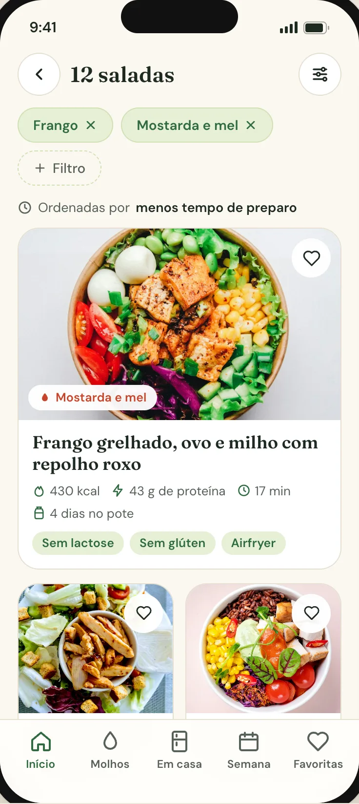 Lista de saladas com calorias, proteína e tempo